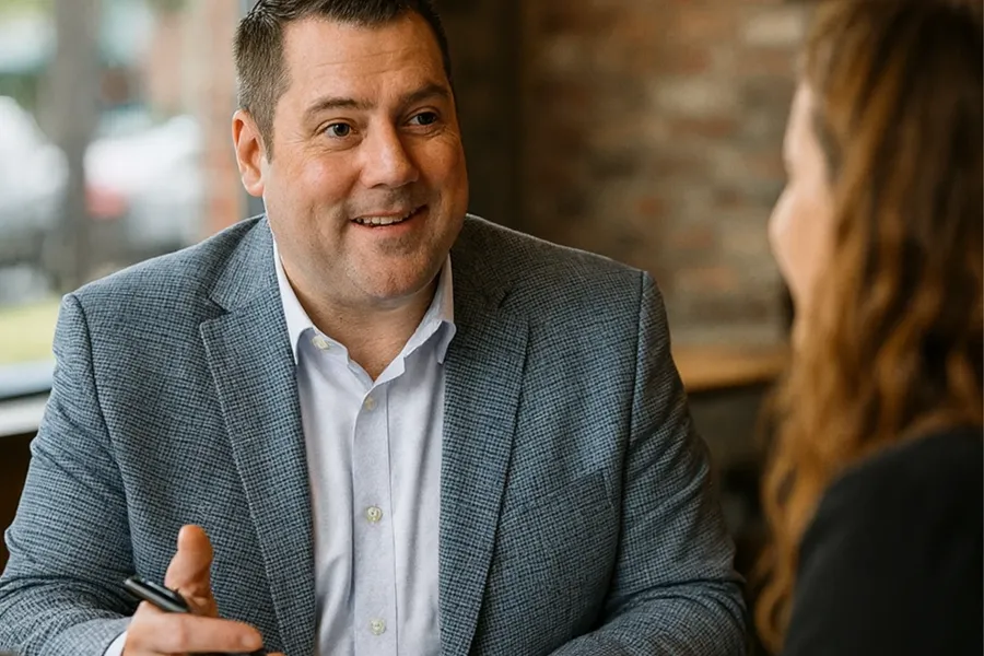 Tommy Spalding meeting with a client